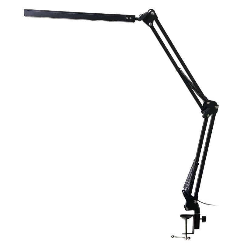 Full Spectrum Eye-Caring Clip On Desk Lamp, USB Rechargeable & Plug-in Reading Light for Study, Bedside, Dorm (Black Clamp Light (Metal) - 3 Temps & 10 Brightness)