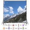 10X5ft Fabric Mountain Landscape Photography Backdrop, Snow Capped Peaks, Scenic Alpine Valley with Rocky Path, Professional Photo Studio Background for Portraits, Events, Nature Theme view 2