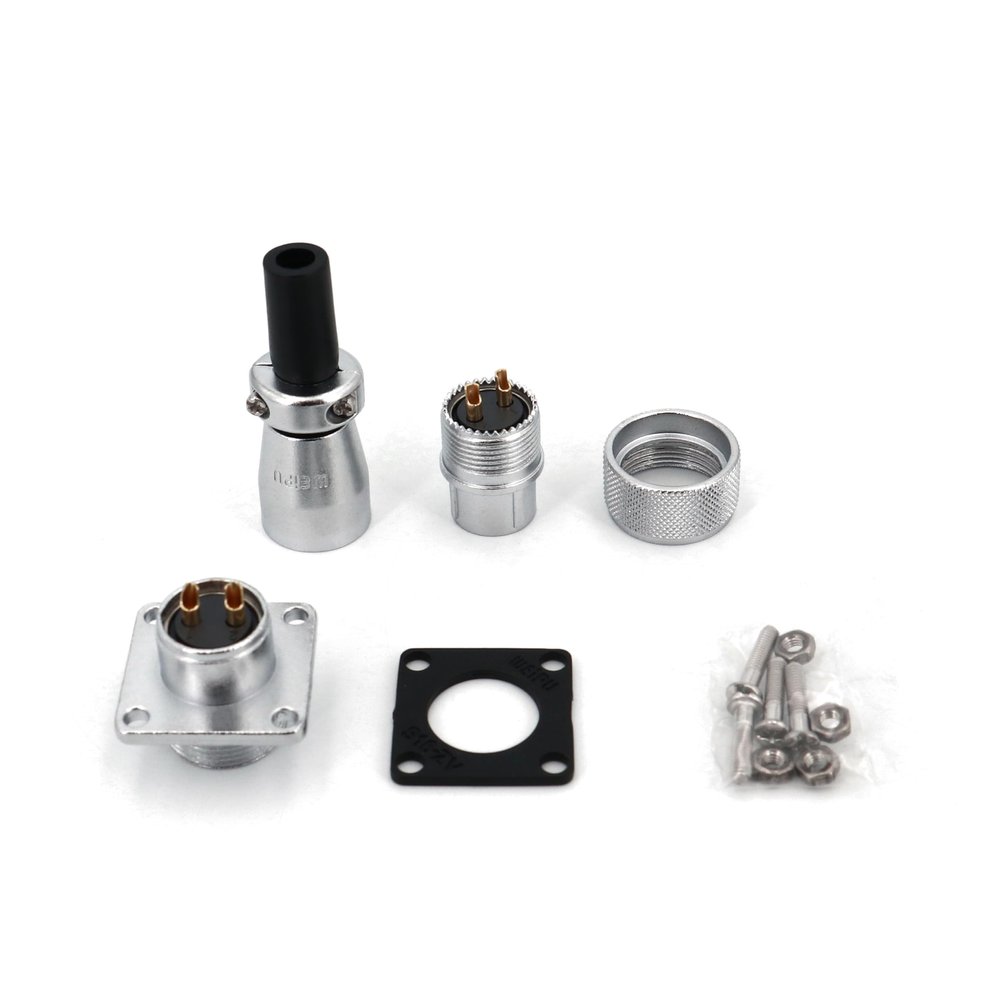 CTGFBUW 1Set WS16 Square Flange 16mm Panel Mount 2/3/4/5/7/9 Pin Plug and Socket Metal Aviation Circular Cable Connector(5P Plug and Socket)