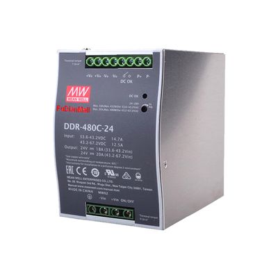 Mean Well DDR-480C-24 480W DIN Rail Type DC-DC Converter 24V 20A Fully Modular Power Supply