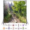 10X8ft Fabric Forest Path Photography Backdrop, Natural Sunlit Woodland Trail Canvas Print, Green Mountain Hiking Scene Wall Art for Home Decor view 2