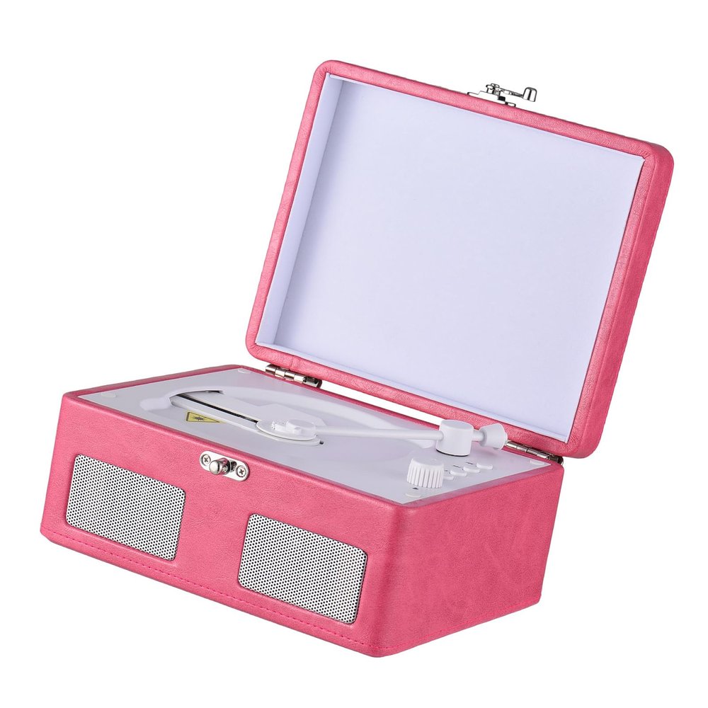 Aumotop Portable Retro CD Player with HiFi Sound Quality for Music Lovers, Wireless BT Player for Home Entertainment (Pink)