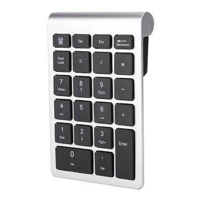 ASHATA Wireless Numeric Keypad, Mini 2.4G 22 Keys Number Pad, Portable Silent Financial Accounting Numeric Keypad Keyboard Extensions Wireless Mouse for Laptop PC Desktop (Silver Black)