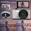 Pomya Digital Camera 4K 75MP 18X Zoom, WiFi Mirrorless Camera with 3.0 Inch Flip Screen, APP Beautify Function, for Travel Landscape Portrait (White) view 4