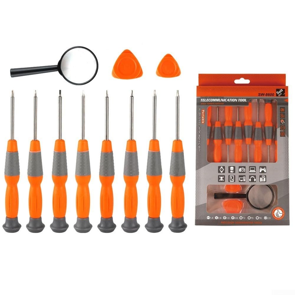 Precision 11 in 1 Multifunctional Screwdriver Set for For mobile Phones Computers and Eyeglasses with Magnetic Tips and Non Slip Handle