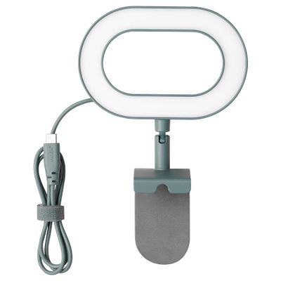 STNKREGN LED ring lamp, dimmable/turquoise