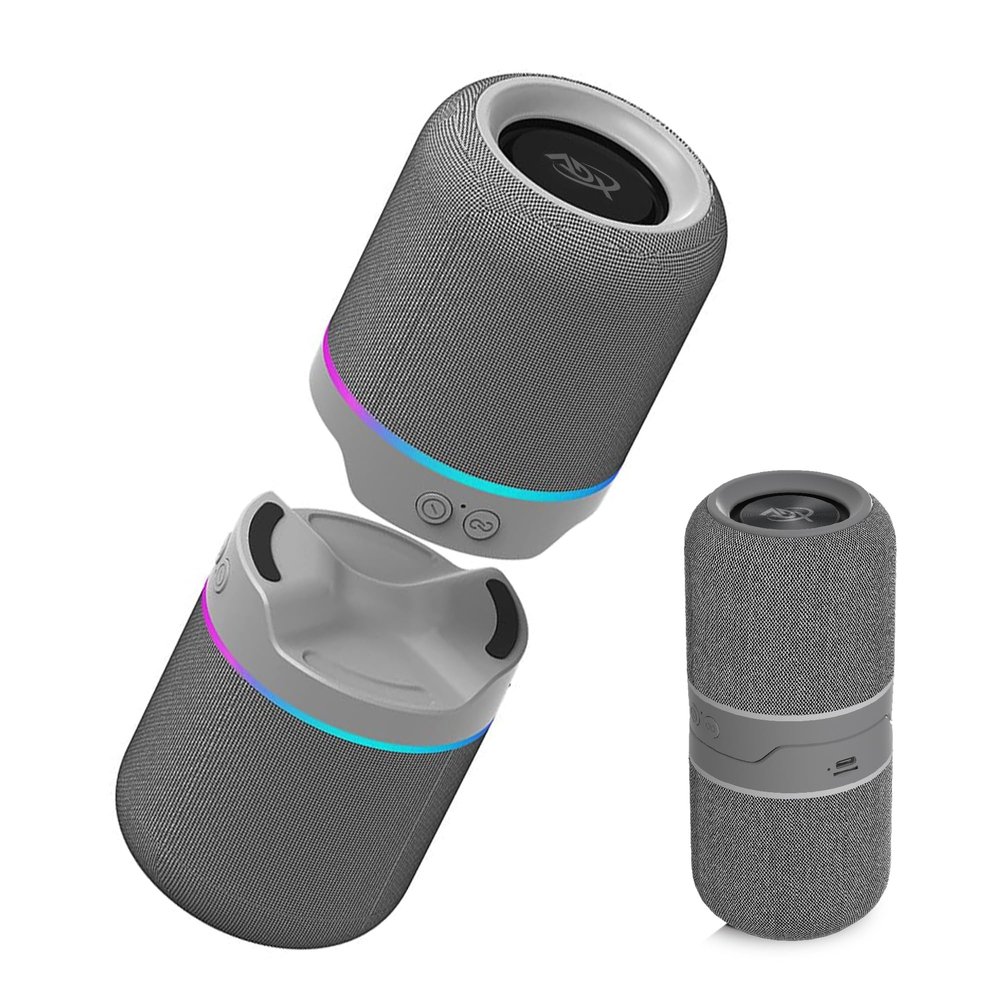 ADX True Wireless Stereo Split Speakers Detachable Wireless 5.3 System with Dual 52mm Drivers for Immersive Cinematic Audio & Clear Outdoor Volume (Gray)