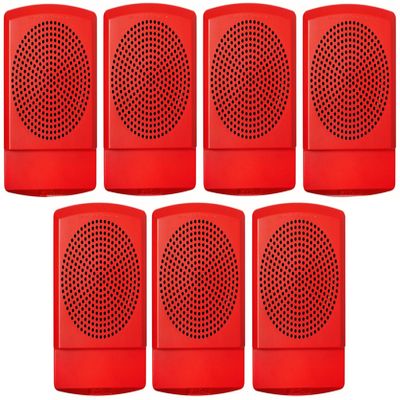ELMTR Pack of 7 Multitone Horn, Red; Wall Mount; 8 Alerting Sounds; No Lettering; 12/24VDC