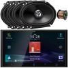JVC KW-M795BW 6.92" HD Screen Double-DIN Bluetooth USB HDMI Input AM/FM Radio Digital Media Car Audio Receiver, 4X 6x8 300 Watt Max Power 2-Way Coaxial Automotive Speakers, 50 Feet Speaker Wire view 1