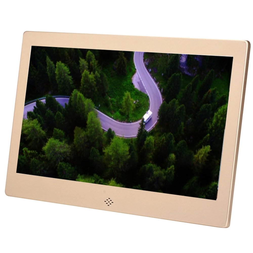 10.1-inch HD Digital Photo Frame, Wall-Mounted Picture and Video Player (Black/Champagne Gold)