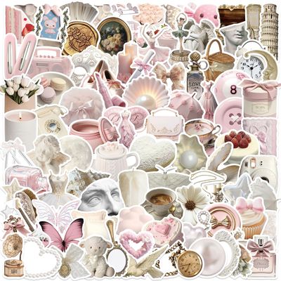100pcs Coquette Stickers Pack - Cute Waterproof Vinyl Aesthetic Stickers for Girls | Laptop, Water Bottle, Phone, Guitar Decoration (Random Pink Designs)