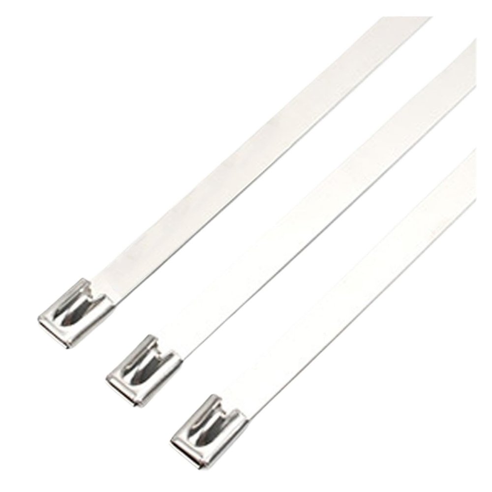 100Pcs Multi-Functional Wrap Coated Locking Stainless Steel Metal Cable Ties(4.6x300mm)