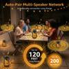 AURAUDIO Outdoor Bluetooth Speaker with LED Lights, Multi-Sync 200 Speakers Auto-Pairing HD Stereo, IPX6 Waterproof, Portable Wireless Speaker for Patio Cafe Decor Party (1 PCS LED) view 3