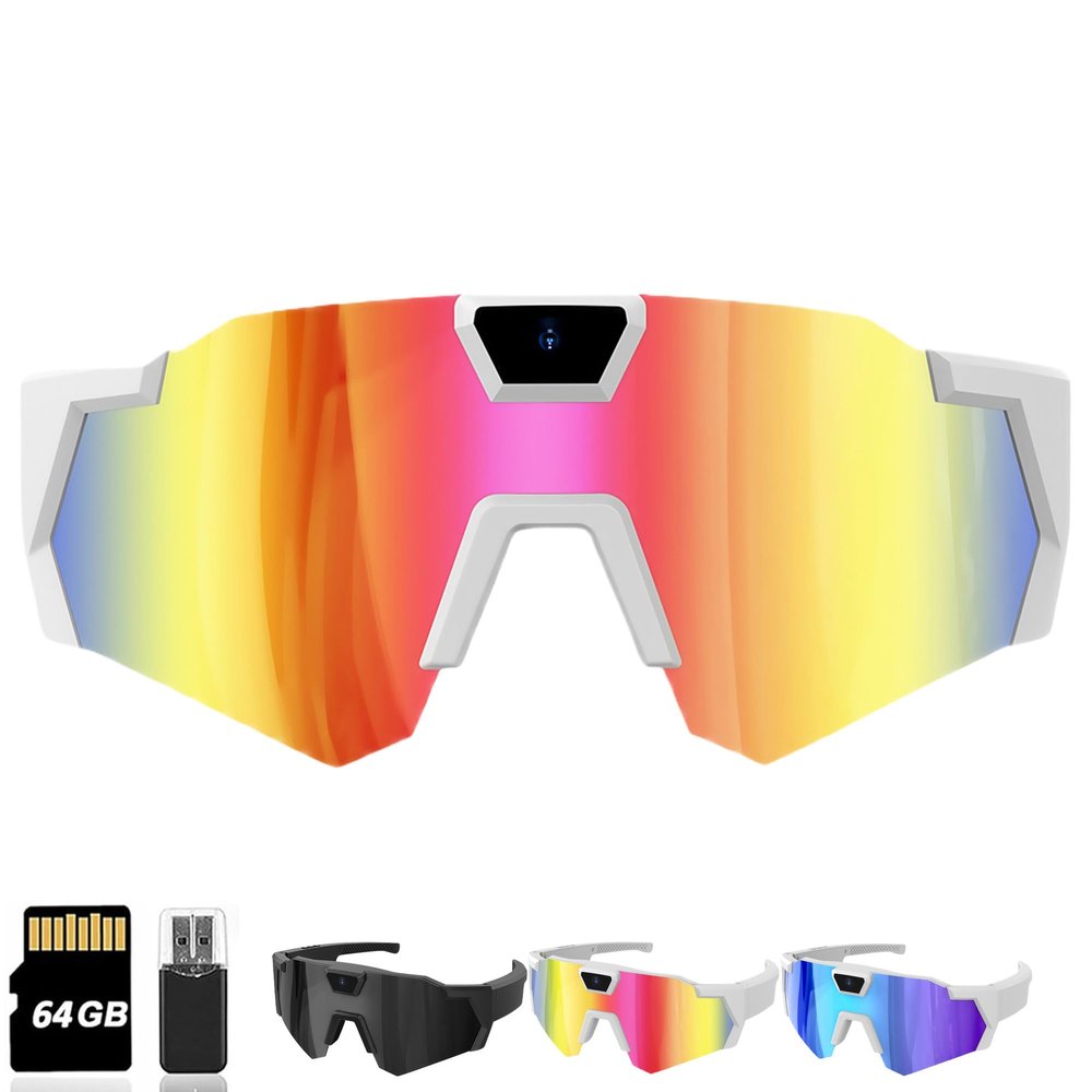 4K POV Sports Glasses with Camera, 120 Ultra Wide Angle HD Wearable Body Adventure Action Glasses, Cameras, for Cycling, Baseball and Outdoors Activities (Multicolor, 64GB)