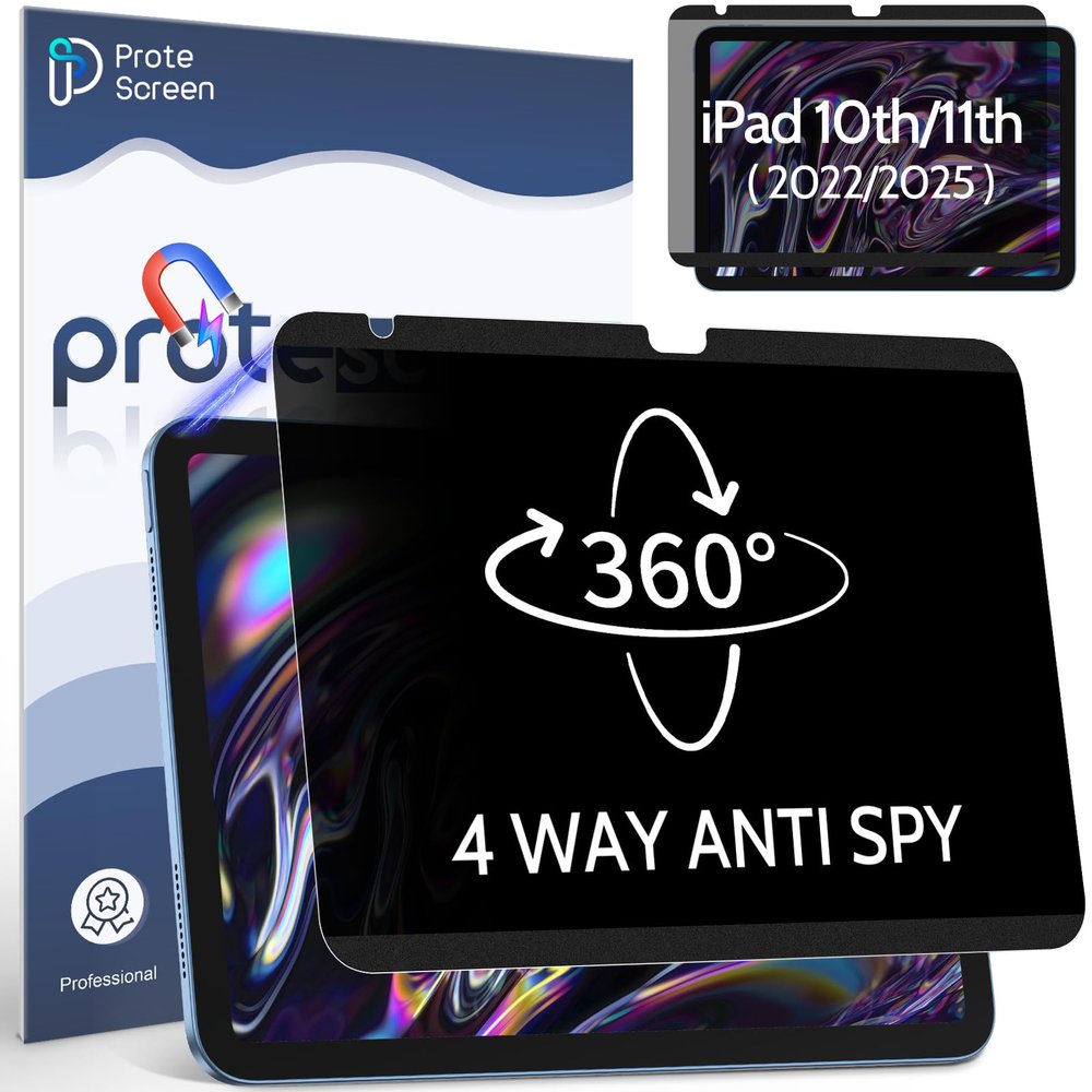 360 Magnetic Privacy Screen for iPad 10th Gen 2022 10.9 Inch & iPad 11th Gen A16 2025 11in, 4 Way Privacy Removable Anti Glare Blue Light Filter Shield Film Anti Spy Protector