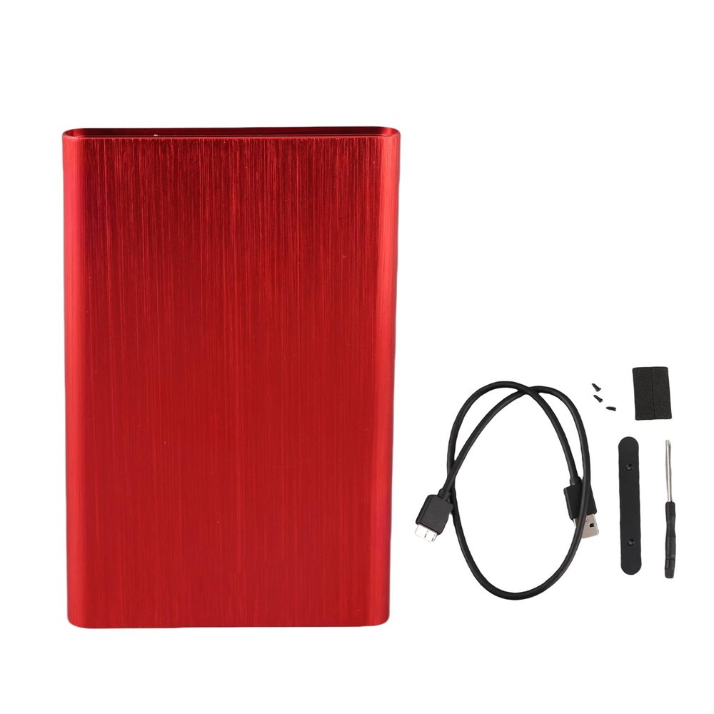 2.5 Inch SATA USB 3.0 SSD Enclosure, External Hard Drive Case for Laptop, Aluminum Alloy Shell with High Speed 6Gbps Transfer, Plug and Play for SSD up to 2TB, Compatible (Red)