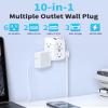 2 Pack Outlet Extender Surge Protector, HOPOW 6 Outlet Splitter with 4 USB Ports (2 USB C), USB Wall Charger, 3-Sided 1050J Multi Plug Wall Outlet, Wall Mount for Home Travel Office Travel, White view 2