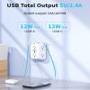 2 Pack Outlet Extender Surge Protector, HOPOW 6 Outlet Splitter with 4 USB Ports (2 USB C), USB Wall Charger, 3-Sided 1050J Multi Plug Wall Outlet, Wall Mount for Home Travel Office Travel, White view 4