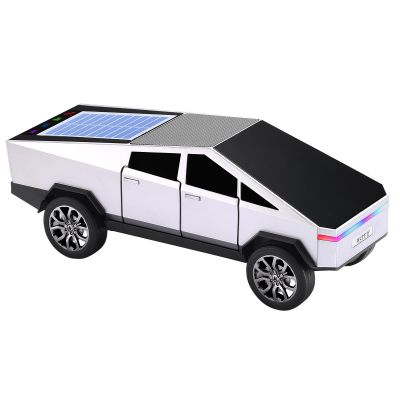 WSTER Solar-Powered car-Shaped Bluetooth Speaker, Portable Wireless Stereo, high-Definition Sound Quality, TWS Dual-Ear Pairing, Truck-Shaped Speaker, Suitable for Home, Office and Gift (Silver)
