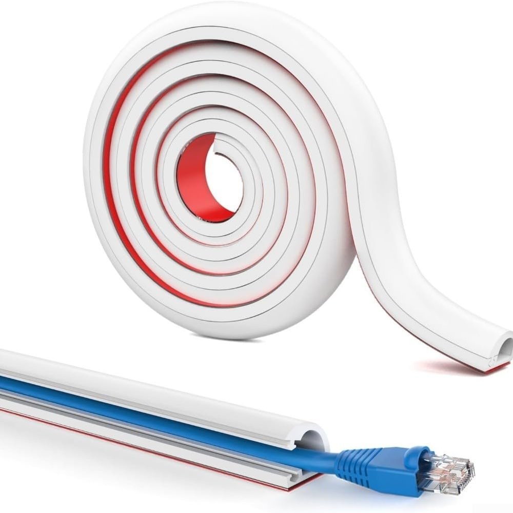 Cable Duct 7 mm Flexible Self-Adhesive for Electrical Wire Management Fireproof PVC and Silicone Cover in Home or Office(4Meter)