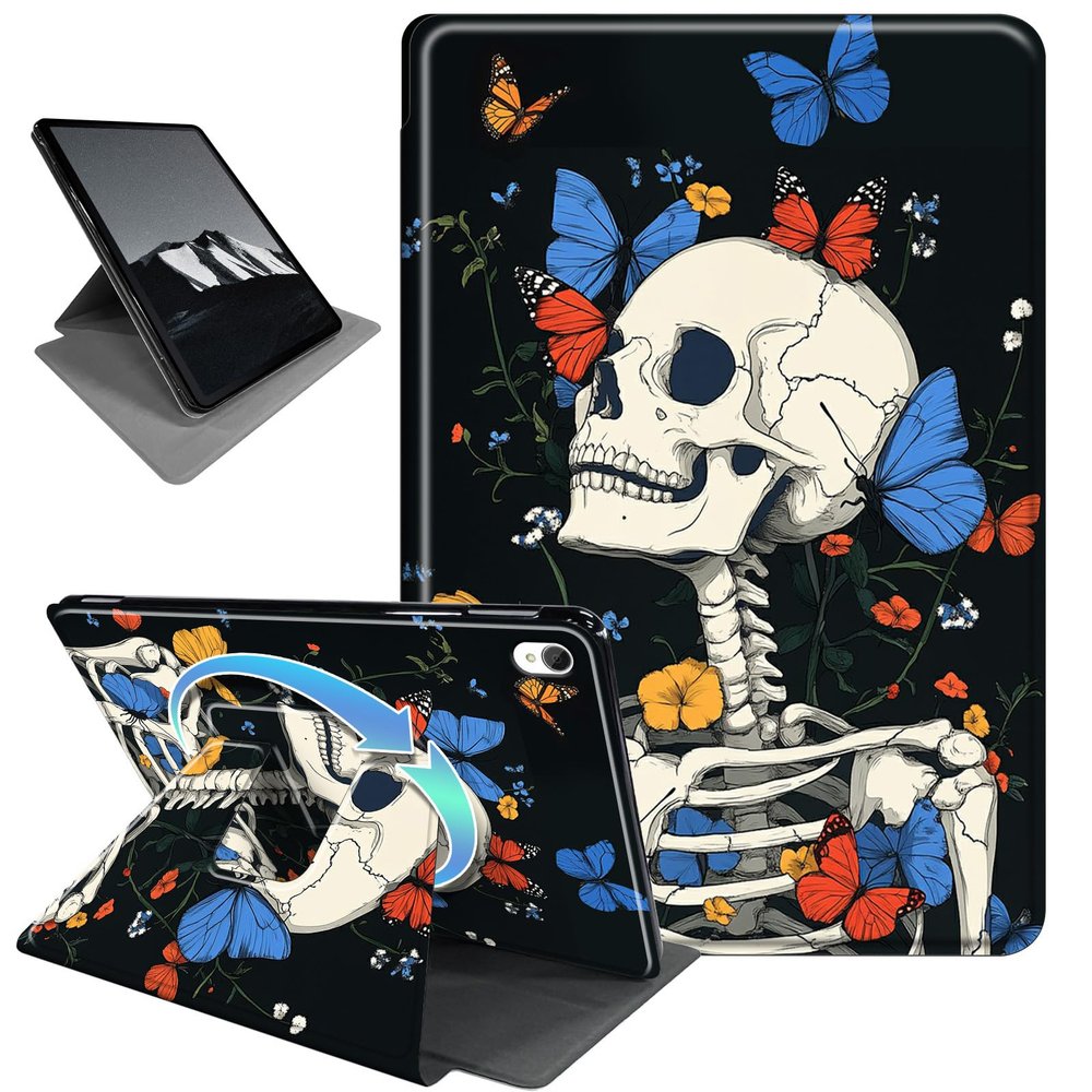 Rotating Case for iPad 10th Generation 10.9 Inch(2022),iPad (A16) 11th Generation 11 Inch(2025),Horizontal & Vertical Stand Cover with Auto Wake/Sleep,Skeleton Butterfly