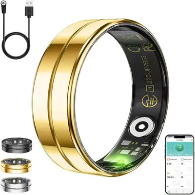 Smart Ring for Women Men,Fitness Tracker Ring with Heart Rate, Sleep Monitoring, Blood Oxygen, Step Counting for iOS and Android, No Subscription Fee, Waterproof, Valentines Day Gifts(NewGold, 11)