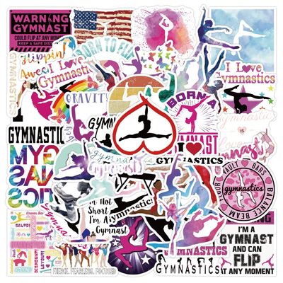 50Pcs Gymnastics Stickers Waterproof Vinyl Decals for Water Bottles Laptop Luggage Cup Computer Mobile Phone Suitcase Teens Boys Girls Teacher-Student Reward(Gymnastics)