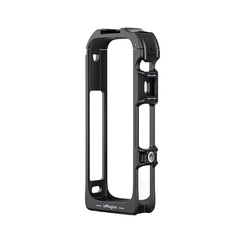 aMagisn Quick Release Plastic Frame Cage for Insta360 X5, Magnetic Mount with Cold Shoe & 1/4 Screw, Horizontal & Vertical Shooting Support, ABS Protective Case