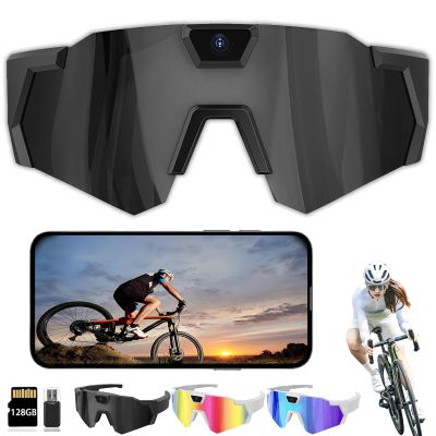 CXZASDELPA POV Sports Glasses with Camera, 4K HD 120 Wide Angle Wearable Sports Glasses, for Cycling, Outdoors Activities (Black, 128g)