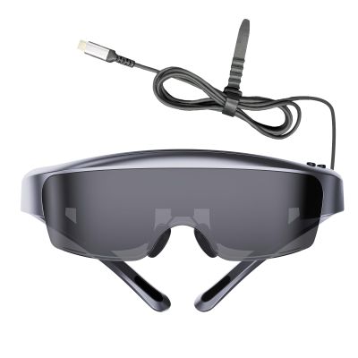 Horett Smart Glasses with 400 inch Virtual HD Screen Video Player Glasses with 0-600 Myopia Adjustment OLED Display Built in Speakers Type C Connectivity