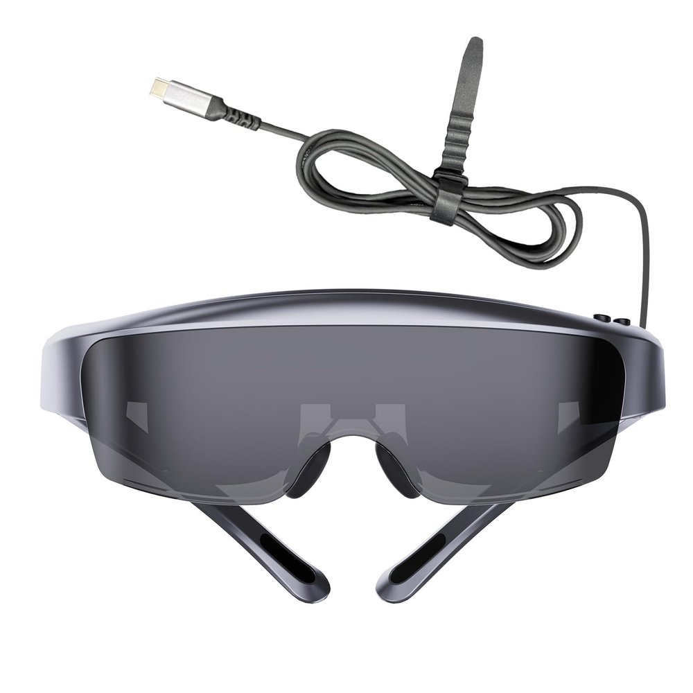 Horett Smart Glasses with 400 inch Virtual HD Screen Video Player Glasses with 0-600 Myopia Adjustment OLED Display Built in Speakers Type C Connectivity