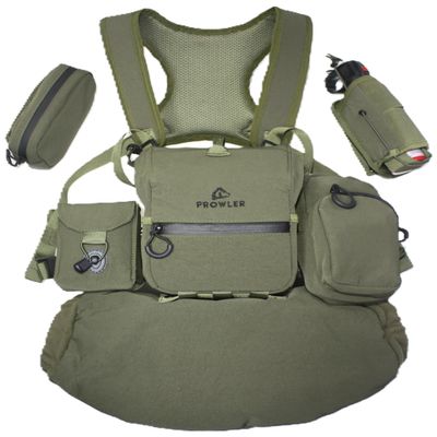 Prowler Gear - THE GUIDE BUNDLE: All Season Binocular Chest Pack Harness With 5 Piece Modular Accessory Kit: One Solution - Early Scouting To Late Season - Olive Green - Fits Up To Most 12x50 Bino