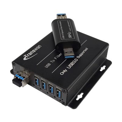 USB 3.2 Gen 1x1 Over Fiber Extender 820 Feet SMF - Extends 4 Ports USB A Signal (SupperSpeed 5Gbps) Over Optic-Fiber Cables - USB 3.0 to Fibre Converter