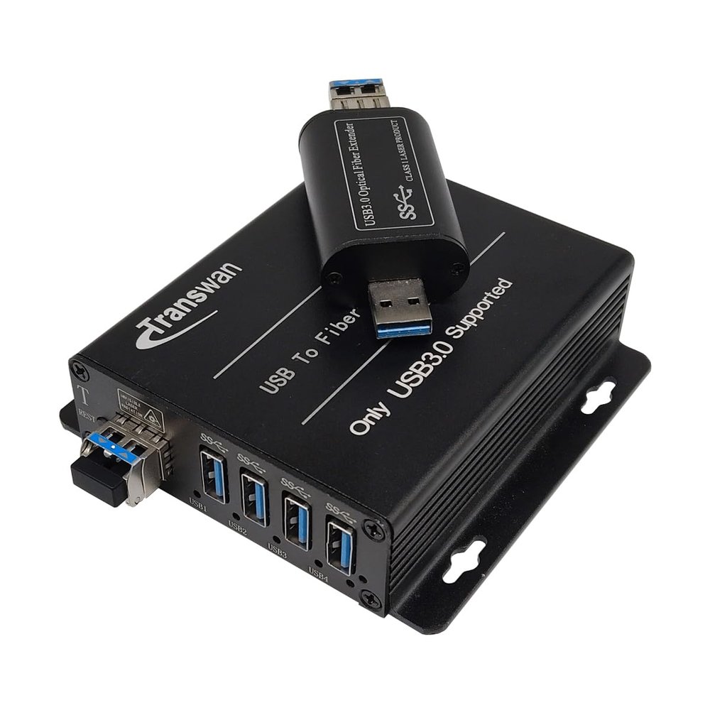 USB 3.2 Gen 1x1 Over Fiber Extender 820 Feet SMF - Extends 4 Ports USB A Signal (SupperSpeed 5Gbps) Over Optic-Fiber Cables - USB 3.0 to Fibre Converter