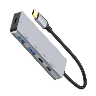 Aluminum USB C Hub with 100W PD 10Gbps Transfer 2X USBC 2X USBA Ports Compact for Laptop Phone & Tablets Aluminum USB C Hubs