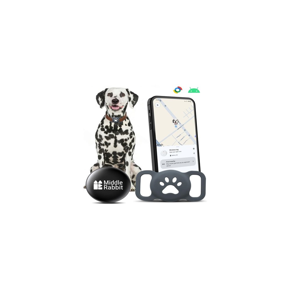 Dog Tracker Tag (Android Only) GPS Pet Tracking Smart Tag for Dog Collars, Android Airtag, Animal Finder, Compatible with Google Find Hub App