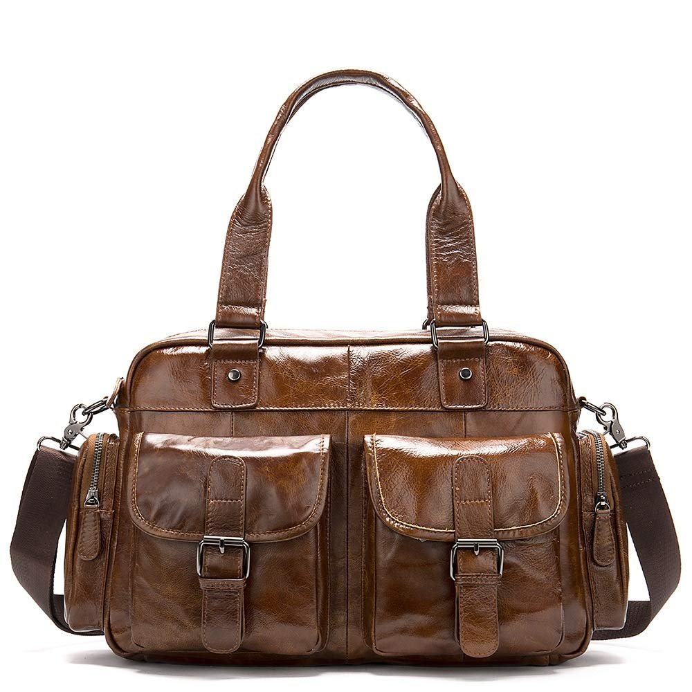 15inch Laptop Briefcase Vintage Leather Travel Duffels Large Capacity Luggage Tote Handbag Overnight Weekender Bag Sports Gym Weekend bag