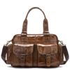 15inch Laptop Briefcase Vintage Leather Travel Duffels Large Capacity Luggage Tote Handbag Overnight Weekender Bag Sports Gym Weekend bag view 1