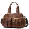 15inch Laptop Briefcase Vintage Leather Travel Duffels Large Capacity Luggage Tote Handbag Overnight Weekender Bag Sports Gym Weekend bag view 2