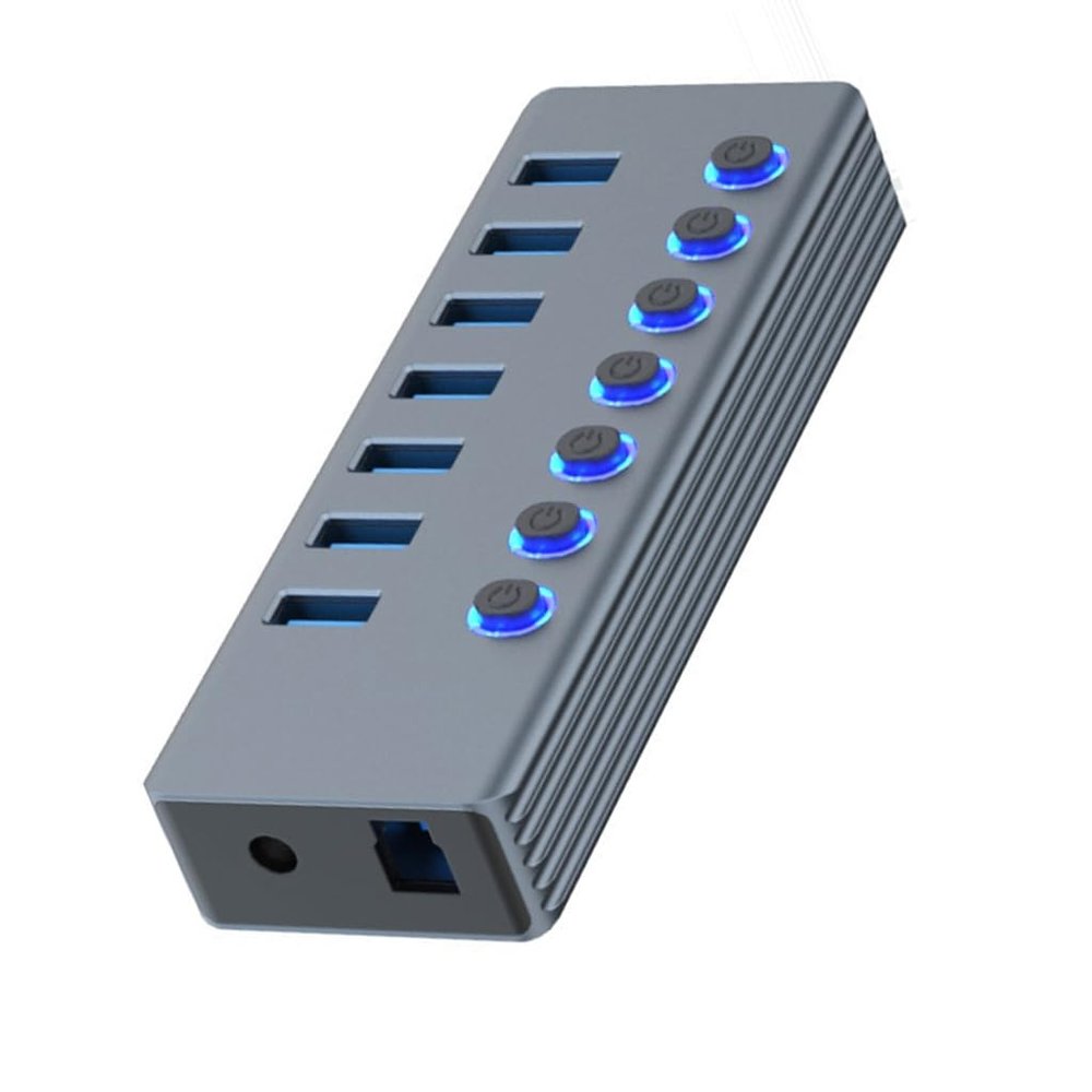 USB 3.0 Extension Hub with 7 Port and Individual LED Indicators for Efficient Data Transfer On Computer