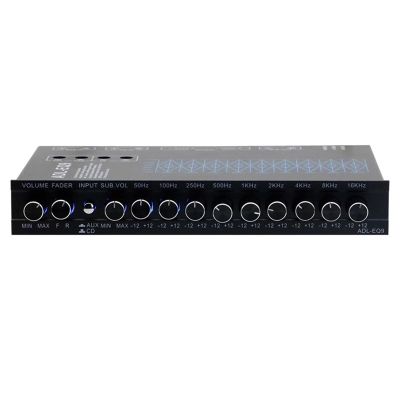 9 Band Graphic Equalizer, Stereo Preamplifier, HiFi Home EQ Tuning Equalizer, Gain Adjustment, with Front Rear + sub Output, CD/Aux inputs, Professional Audio Processor for Car and Home