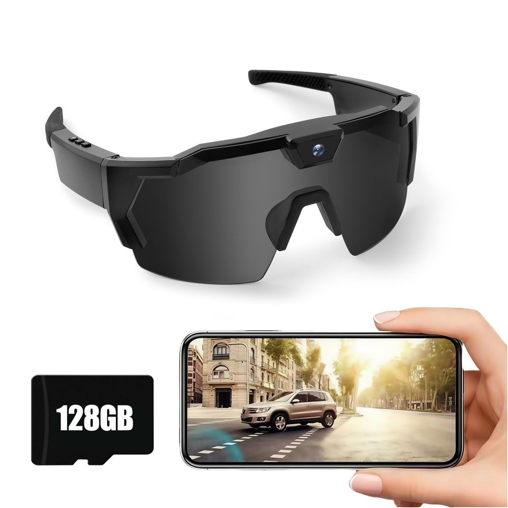 POV Glasses 4K Baseball Glasses, 2026 New 4K HD POV Sports Glass with Camera Smart Camera Glasse for Men Women (Black-a,128GB)