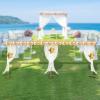 10ft x 20ft Backdrop Stand Pipe Kit, Adjustable 4.9-19.7FT Telescoping Photography Background Frame with Flat Base for Birthday Party Wedding Ceremony Bridal Baby Shower Event Decor (Gold) view 4