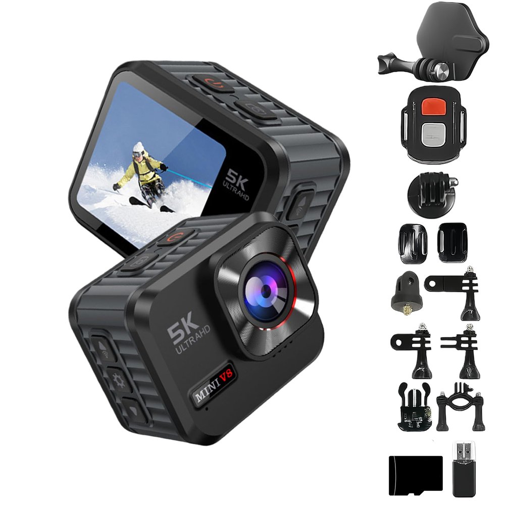 5K30FPS HDPOV Waterproof Capture Camera, Ultra Wide Angle HD Wearable Body Adventure Action Cameras,Waterproof and Shake-Resistant for Diving Cycling Outdoor (Set-A,32GB)