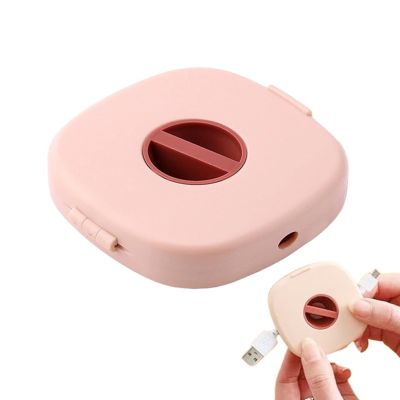 2 in 1 Cable Winder with Phone Standm, Cord Cable Winder Organizer with Phone Stand Rotate for Earhones, USB, and Charging ables (Pink)