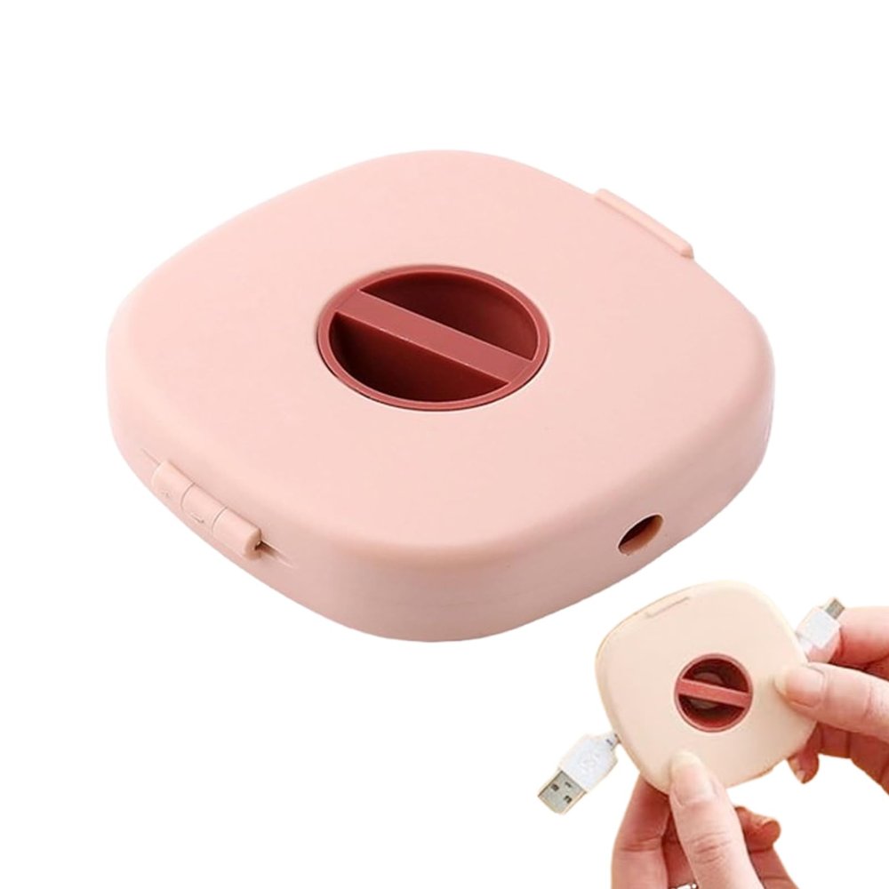 2 in 1 Cable Winder with Phone Standm, Cord Cable Winder Organizer with Phone Stand Rotate for Earhones, USB, and Charging ables (Pink)