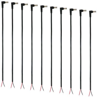 10-Pack 5.5mm x 2.1mm DC Power, DC Power Jack 90 Degree Plug Adapter Barrel Connectors for Monitors Surveillance Security Camera LED Strip