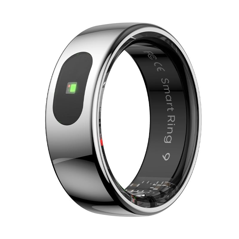 IMIKI Smart Ring Lightweight Metal Ring Bluetooth Alerts Sizes (Silver, 11)