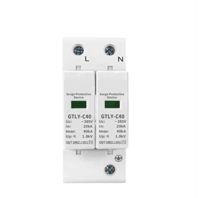 2P AC SPD Surge Protector 220V 385V 30KA 60KA Low Voltage Surge Arrester Solar photovoltaic Surge Arrester GTLY-C40/60-2P(385V 20-40KA)