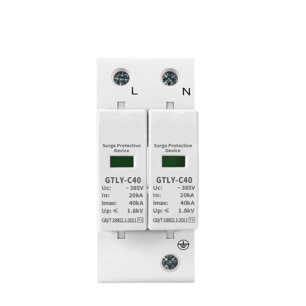 2P AC SPD Surge Protector 220V 385V 30KA 60KA Low Voltage Surge Arrester Solar photovoltaic Surge Arrester GTLY-C40/60-2P(385V 20-40KA)